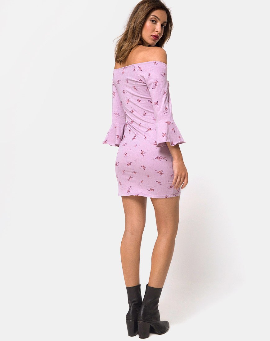 Image of Migare Bodycon Kleid in Vergissmeinnicht Flieder