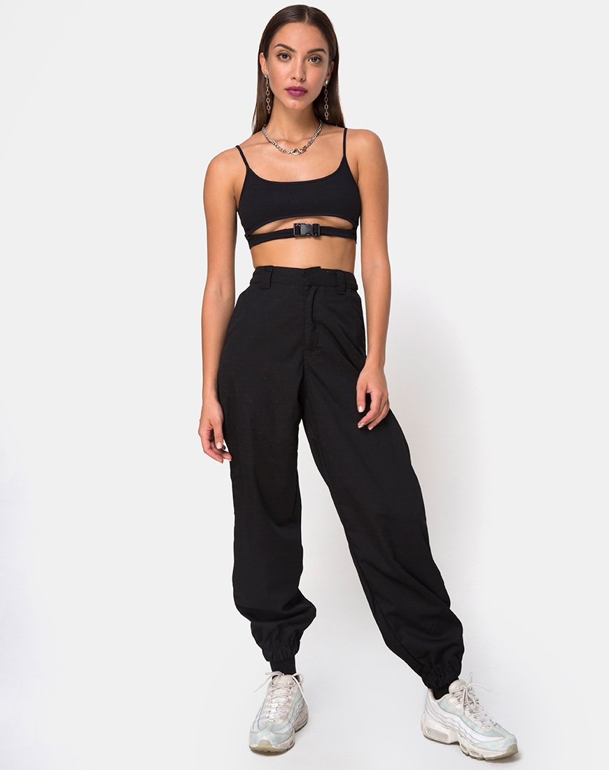 Image of Milipe Crop Top in Schwarz Schnallen