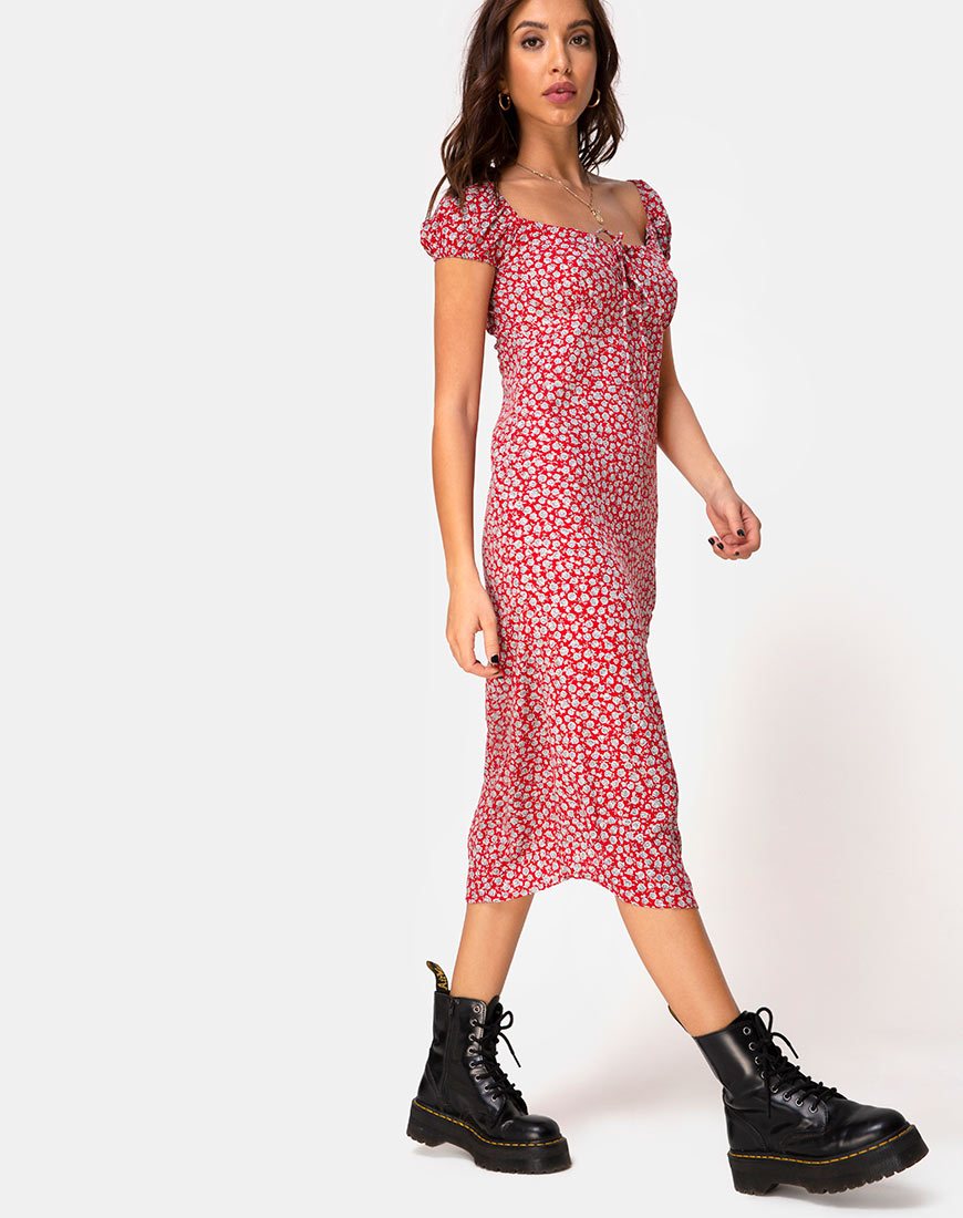Image of Milla Kleid in Ditsy Rose Rot Silber