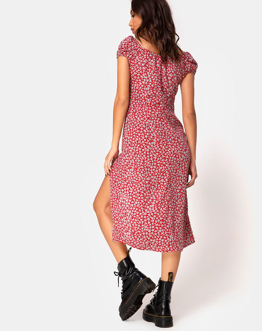 Image of Milla Kleid in Ditsy Rose Rot Silber