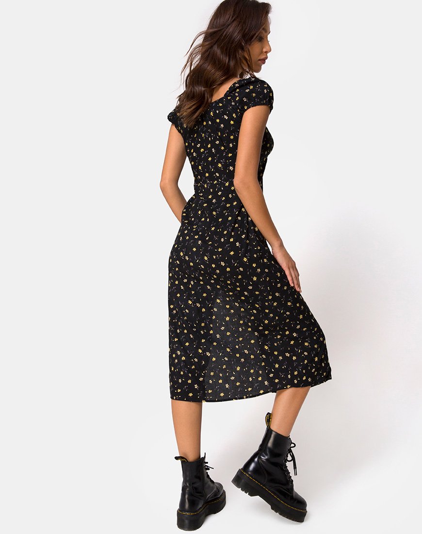 Image of Milla Midikleid in Pretty Petal Schwarz