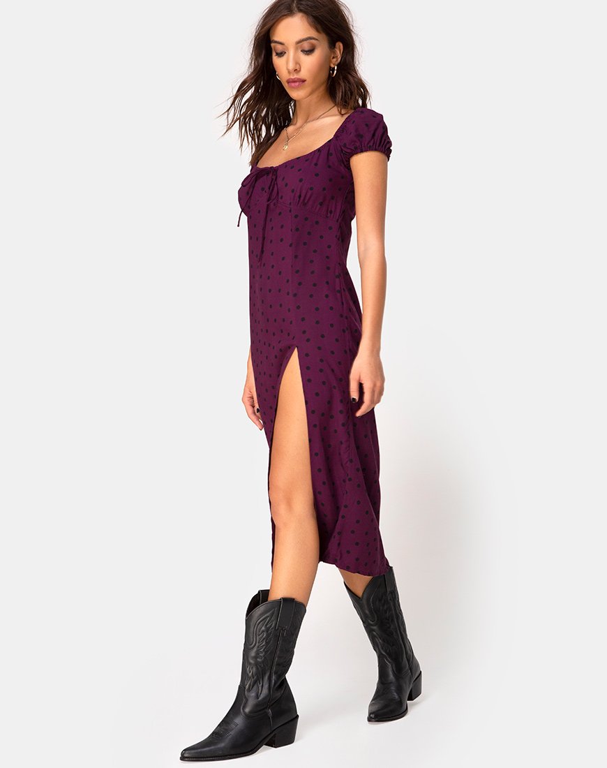 Milla Kleid in Skater Polka Wein