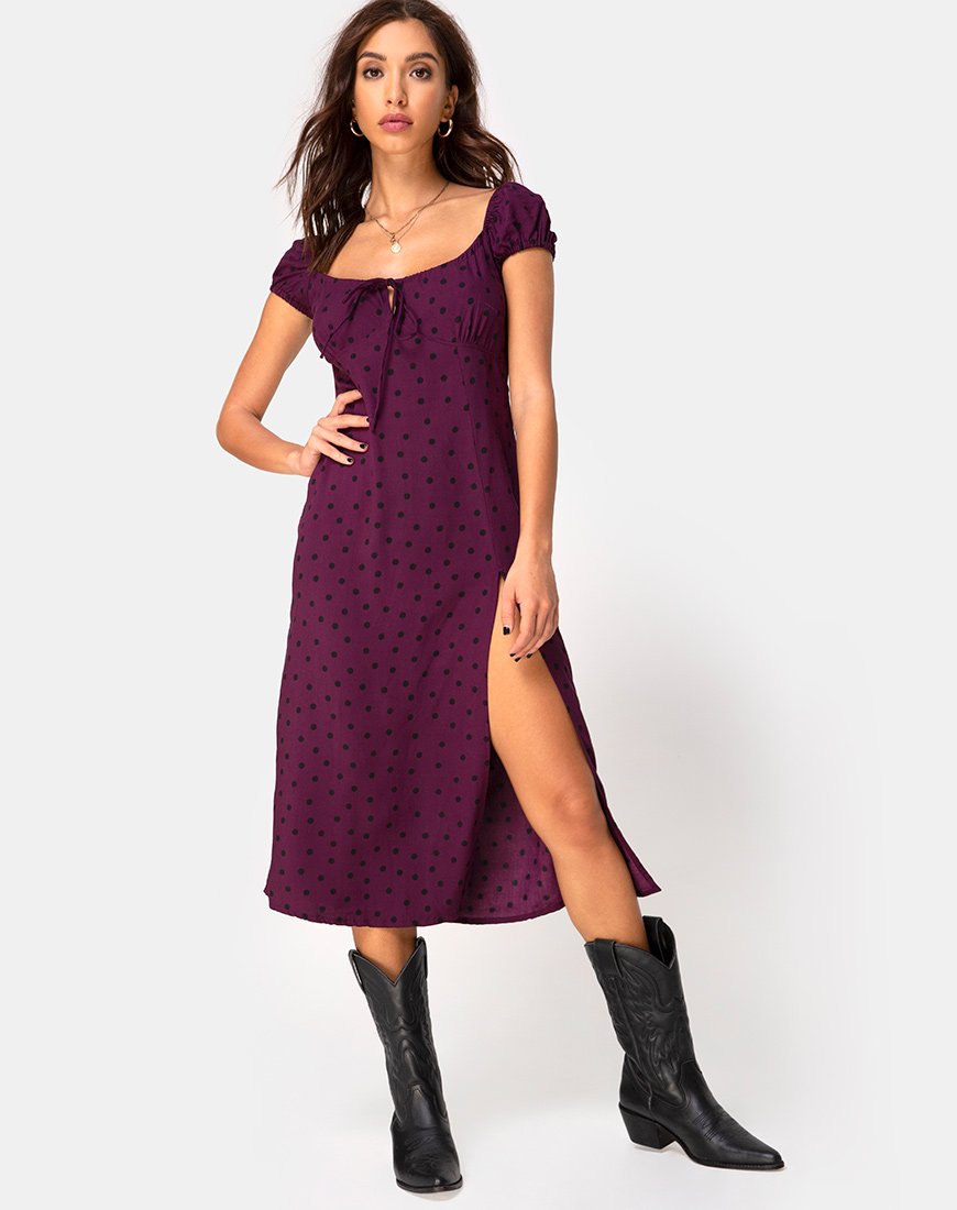 Milla Kleid in Skater Polka Wein