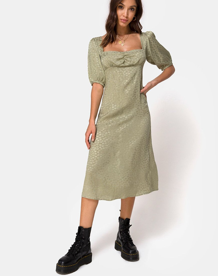 Image of Millo Midikleid aus Satin Ditsy Rose Sage