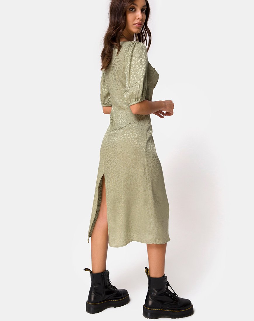 Millo Midikleid aus Satin Ditsy Rose Sage