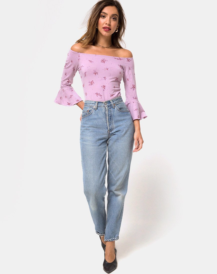 Image of Mingga Off The Shoulder Top in Vergissmeinnicht Flieder