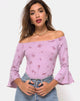 Image of Mingga Off The Shoulder Top in Vergissmeinnicht Flieder