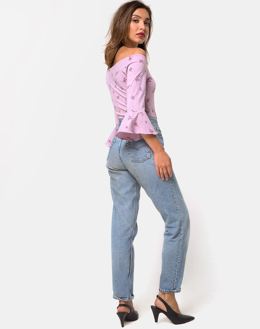 Image of Mingga Off The Shoulder Top in Vergissmeinnicht Flieder