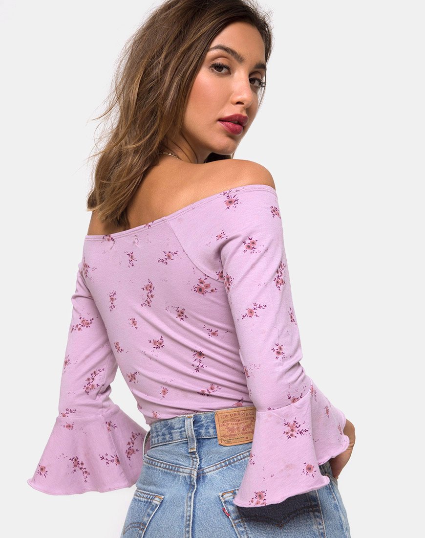 Image of Mingga Off The Shoulder Top in Vergissmeinnicht Flieder
