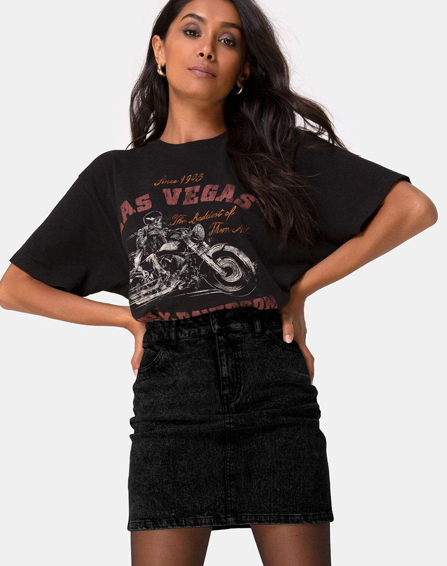 Mini Broomy Rock in Schwarz Stone Wash
