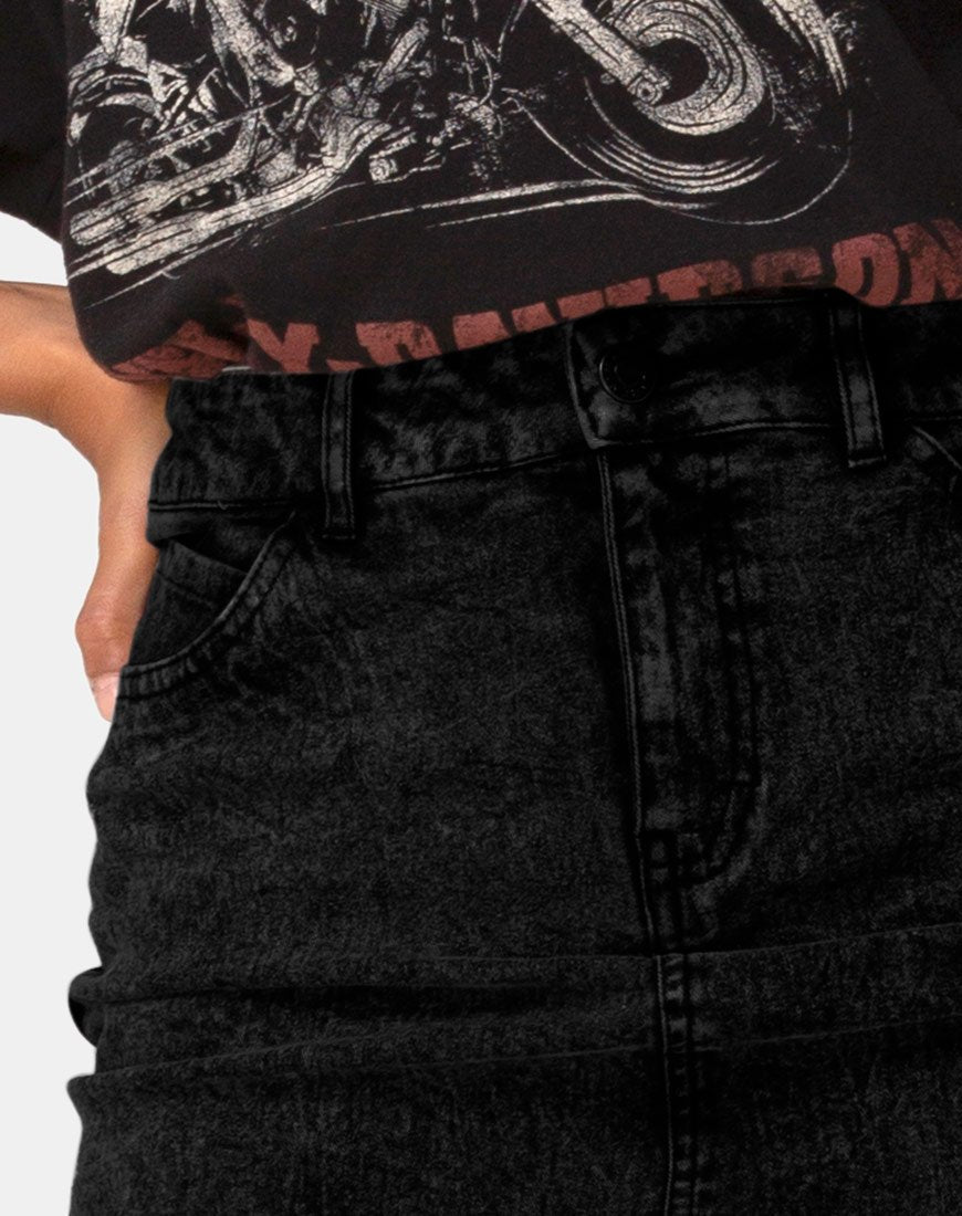 Bild von Mini Broomy Skirt in Schwarz Stone Wash
