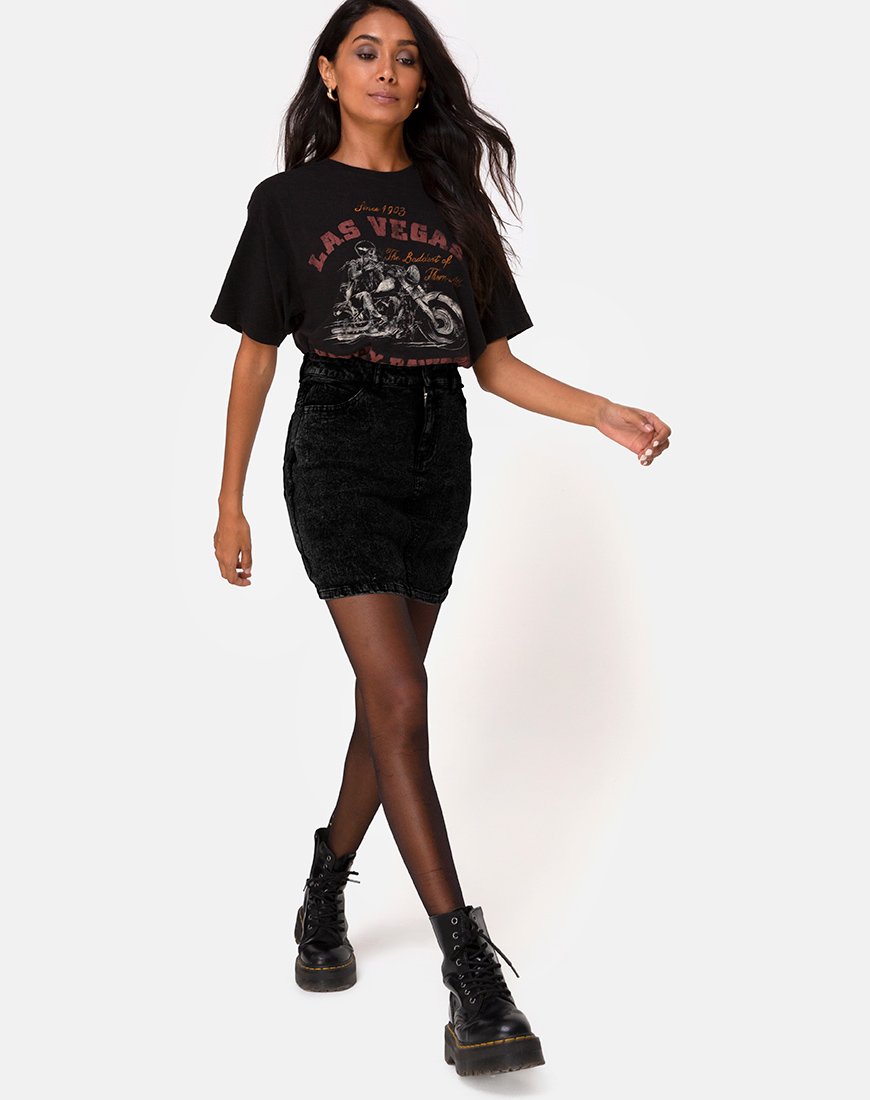 Bild von Mini Broomy Skirt in Schwarz Stone Wash