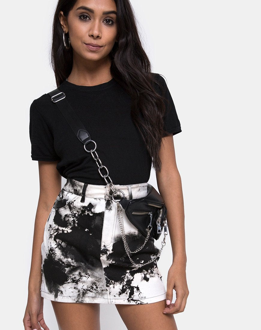 Mini Broomy Rock in Mono Tie Dye Schwarz und Weiß