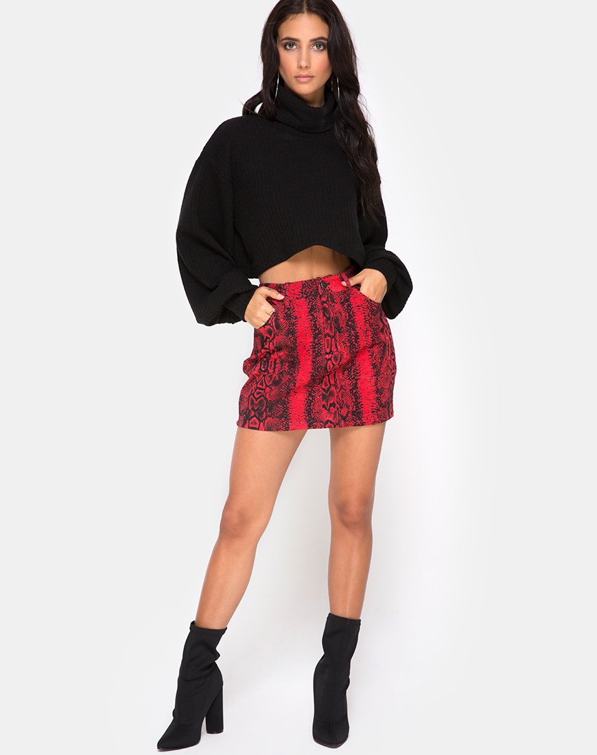 Bild von Mini Broomy Skirt in Red Snake