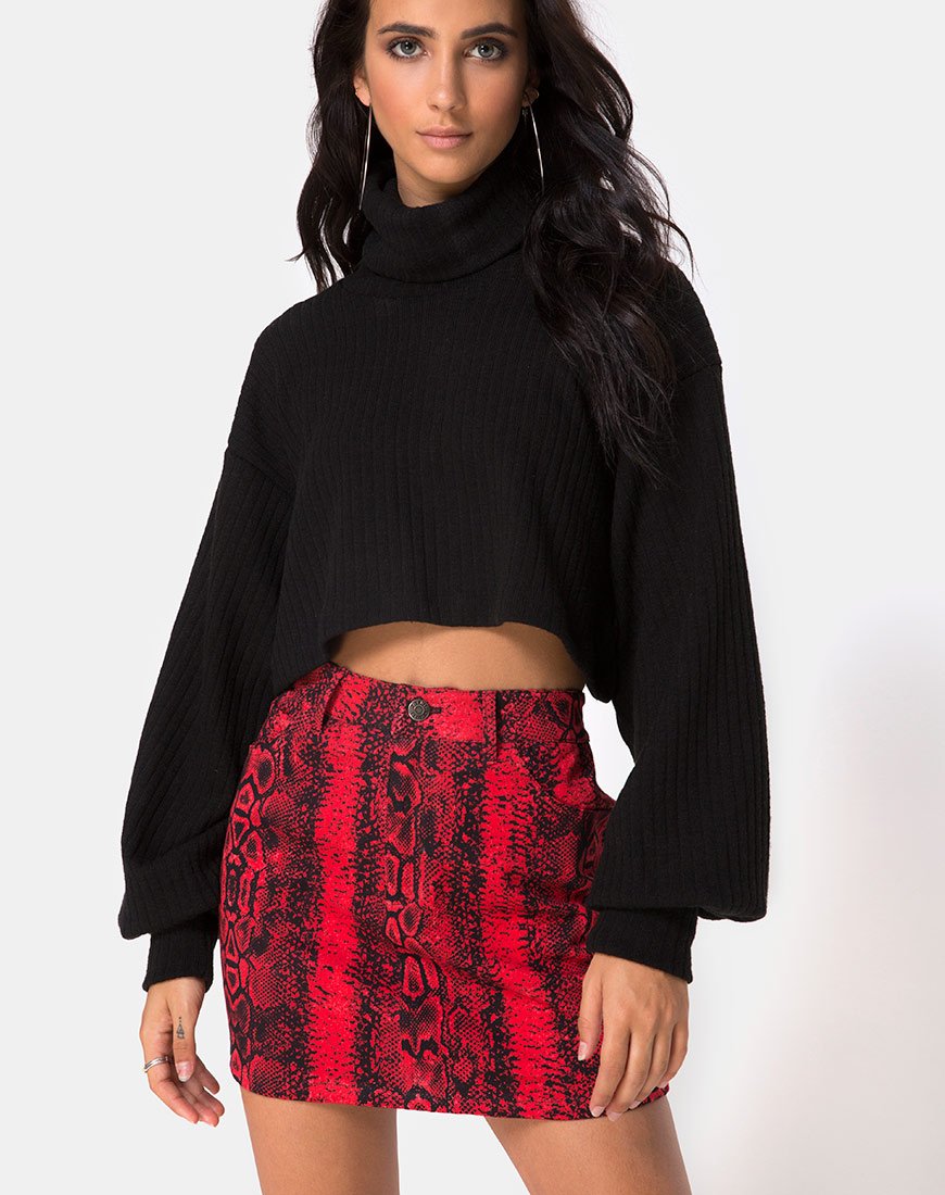 Bild von Mini Broomy Skirt in Red Snake