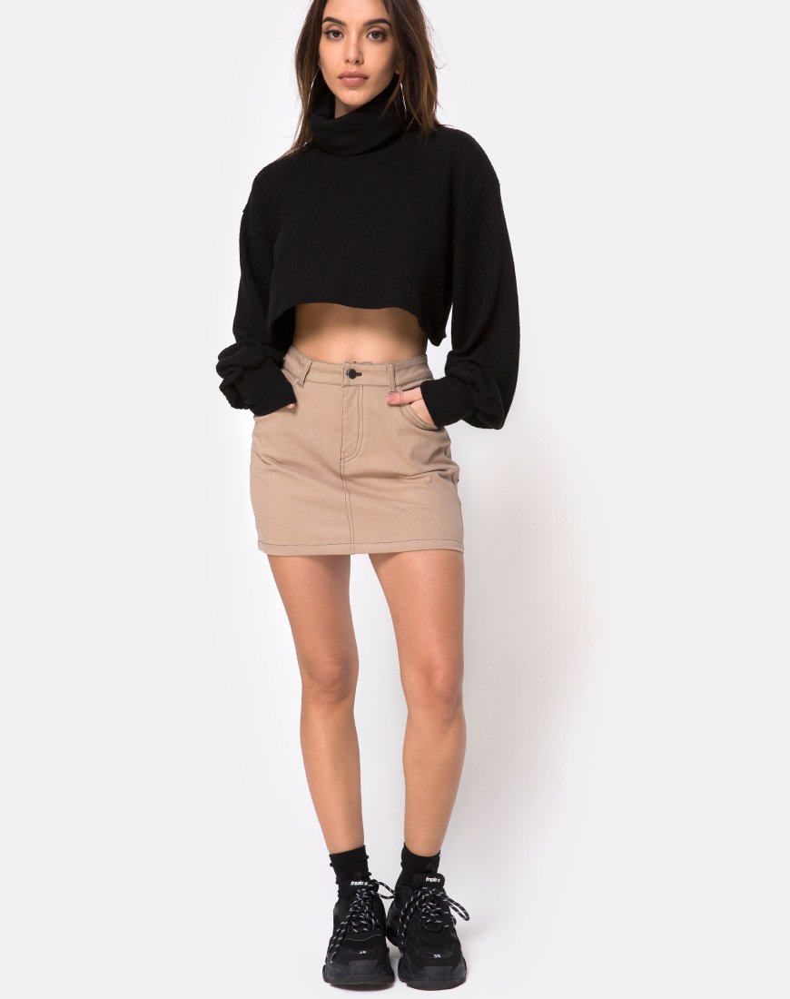 Image of Mini Broomy Rock in Tan mit schwarzer Naht