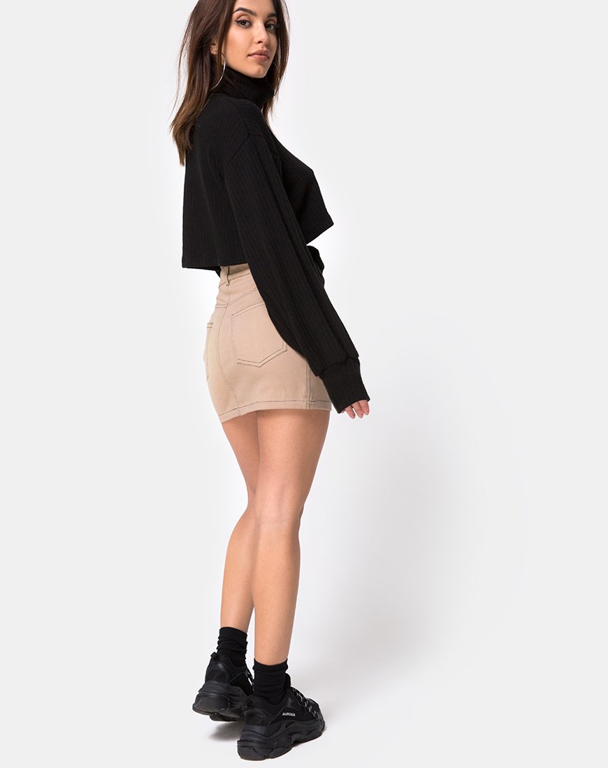 Image of Mini Broomy Rock in Tan mit schwarzer Naht