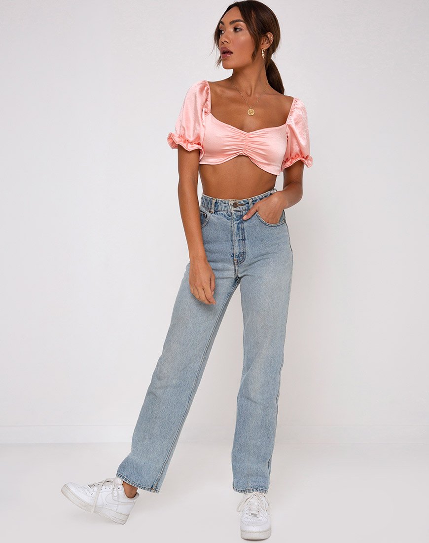 Bild von Mirella Crop Top in Satin Pfirsich