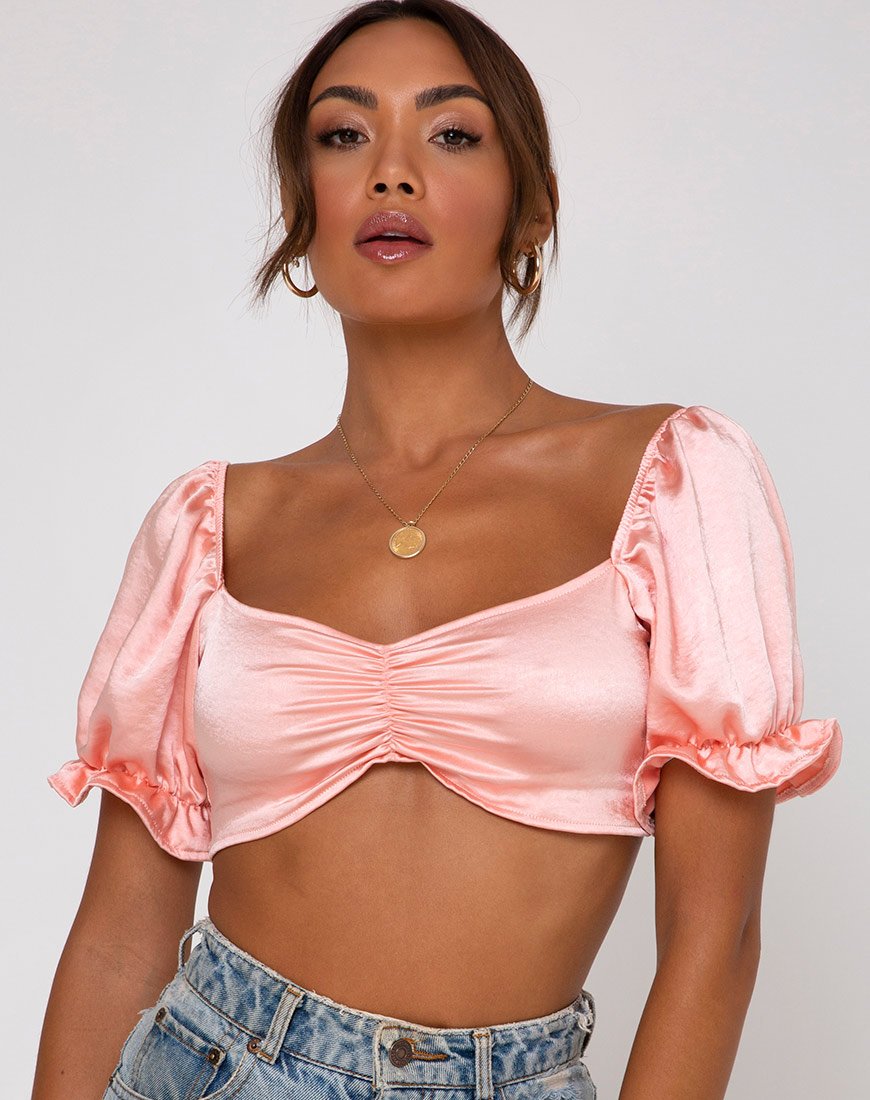 Bild von Mirella Crop Top in Satin Pfirsich