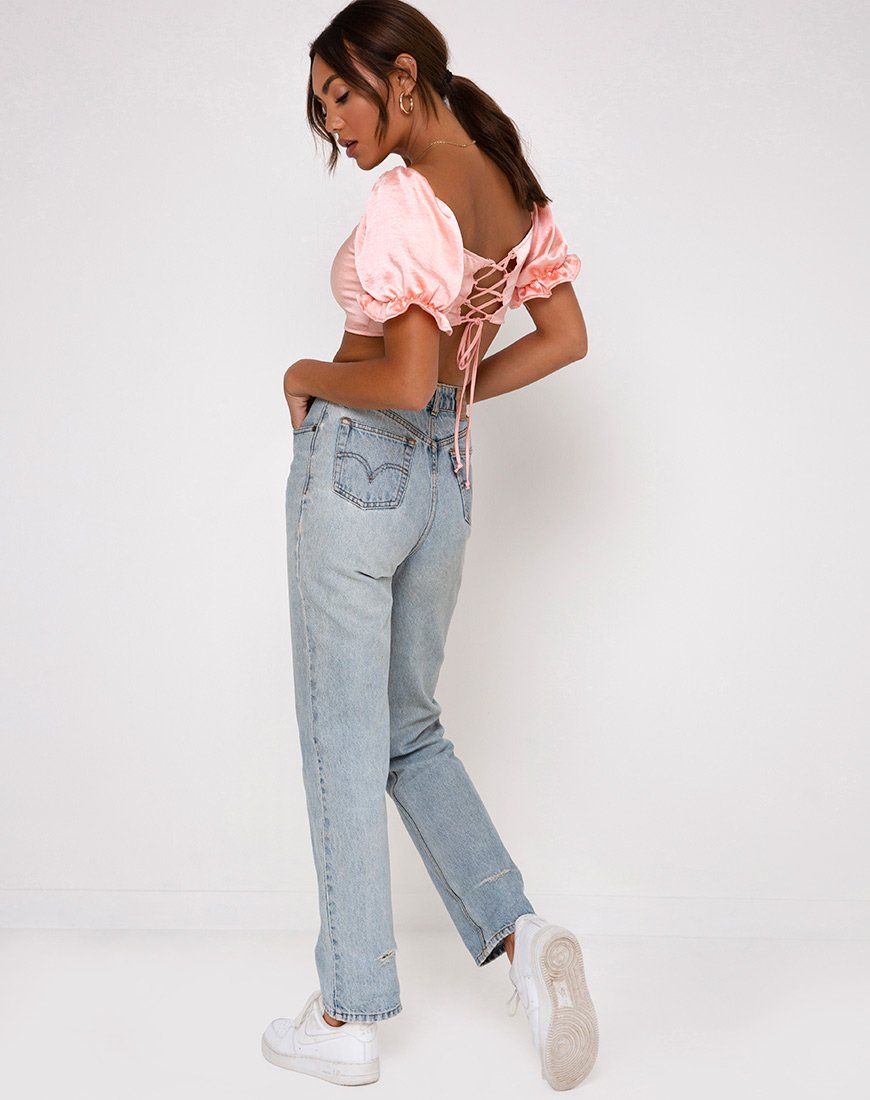 Bild von Mirella Crop Top in Satin Pfirsich