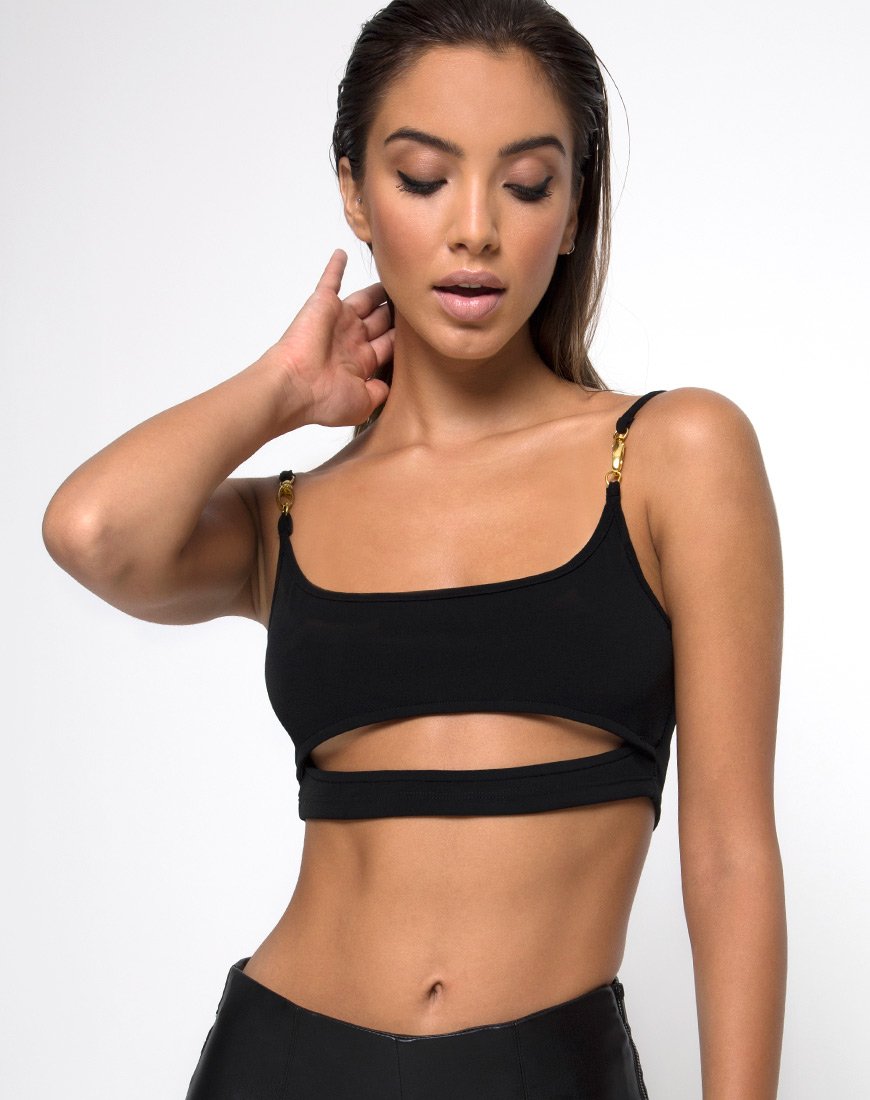 Mish Cutout Crop Top in Schwarz Spange Gold