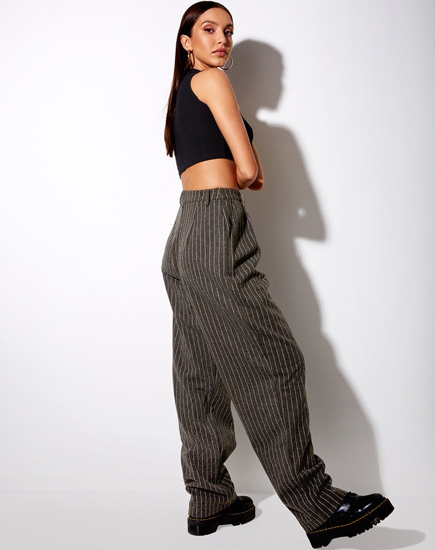 Image of Misha Hose mit weitem Bein in Nadelstreifen anthrazit