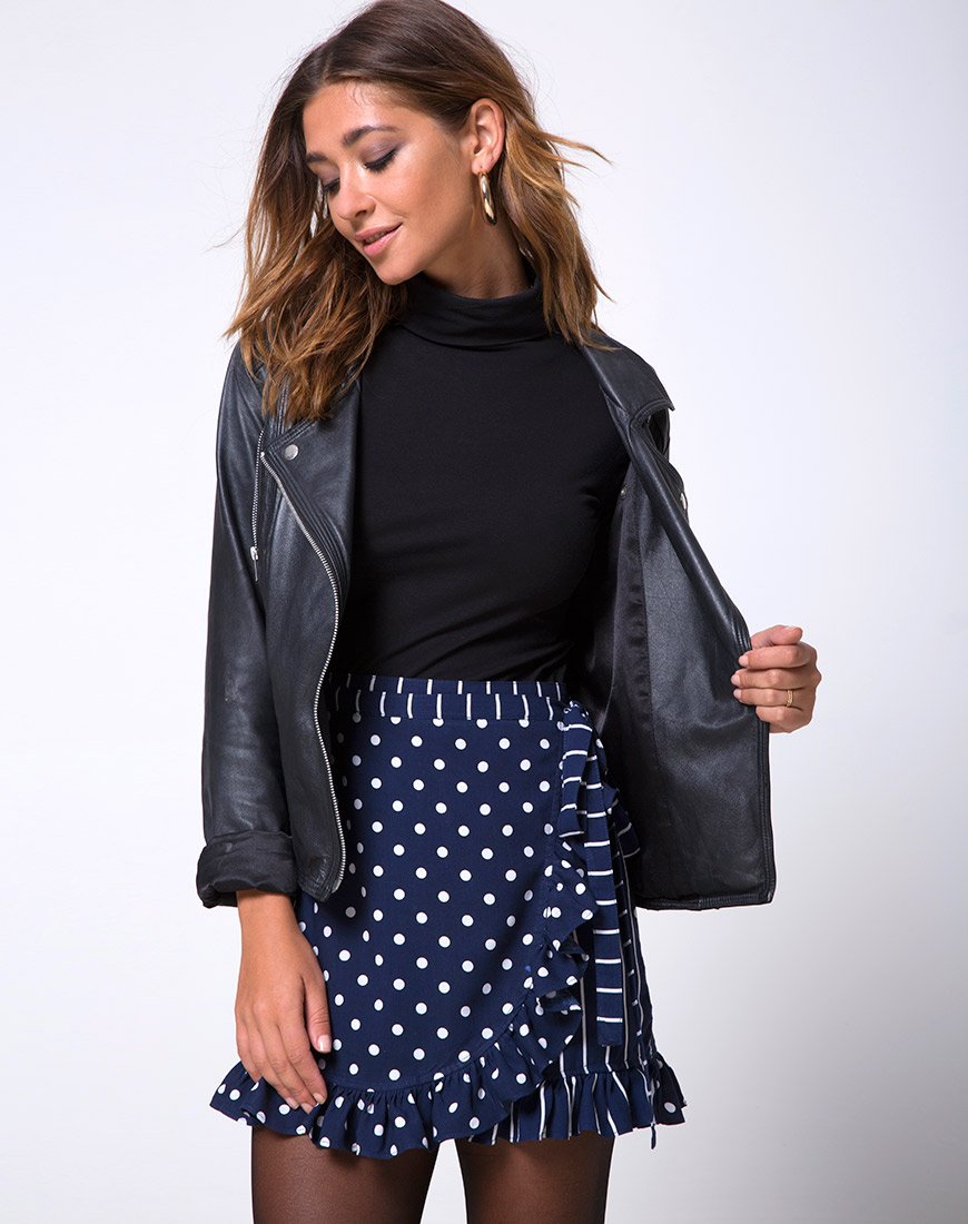 Bild von Miza Minirock mit Punkten und Streifen Navy