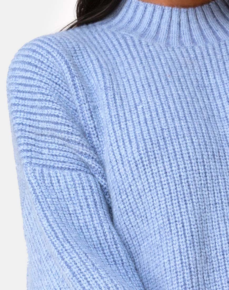 Image of Mody Pullover aus blauer Rippe