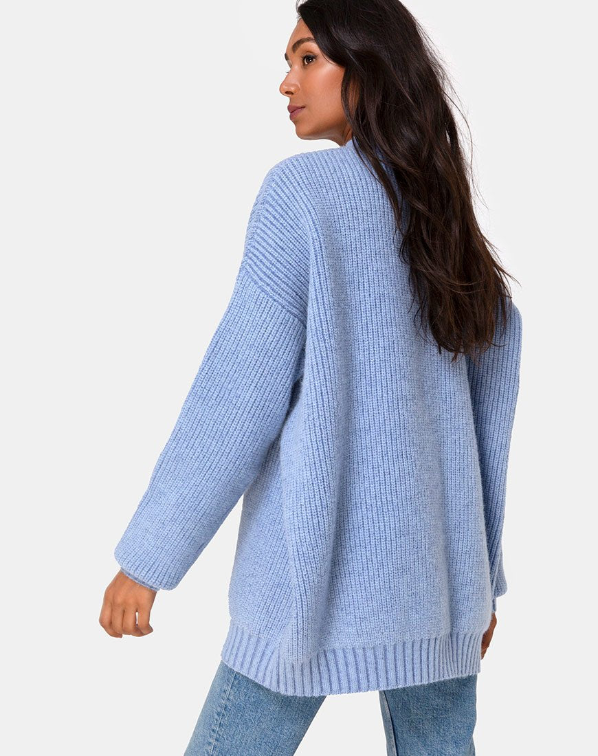 Mody-Pullover aus blauer Rippe