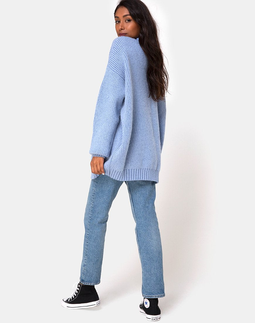 Image of Mody Pullover aus blauer Rippe