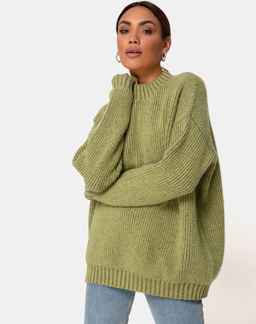 Mody Pullover in Grüner Rippe
