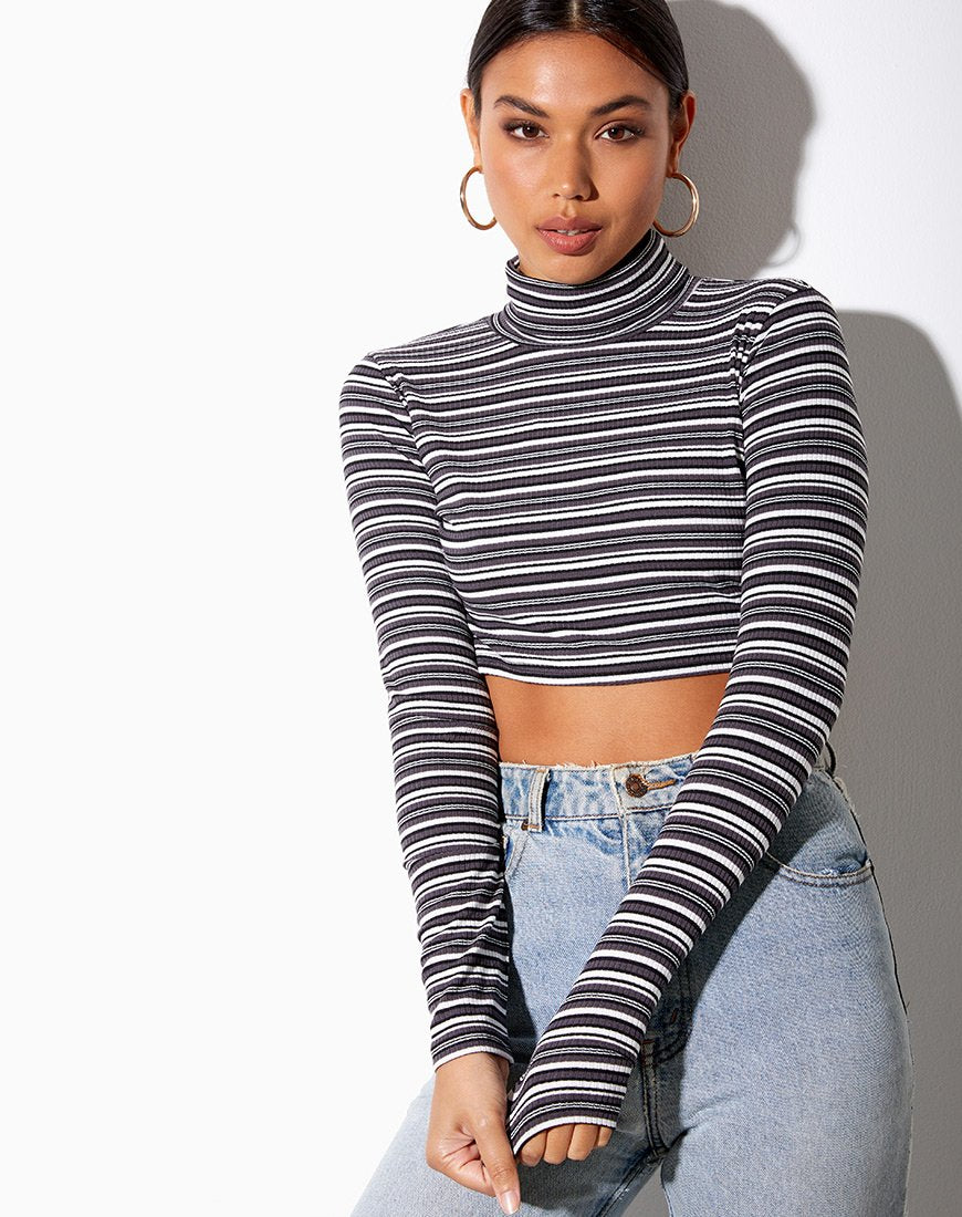 Moeena Crop Top in Schwarzgrau und Weiß