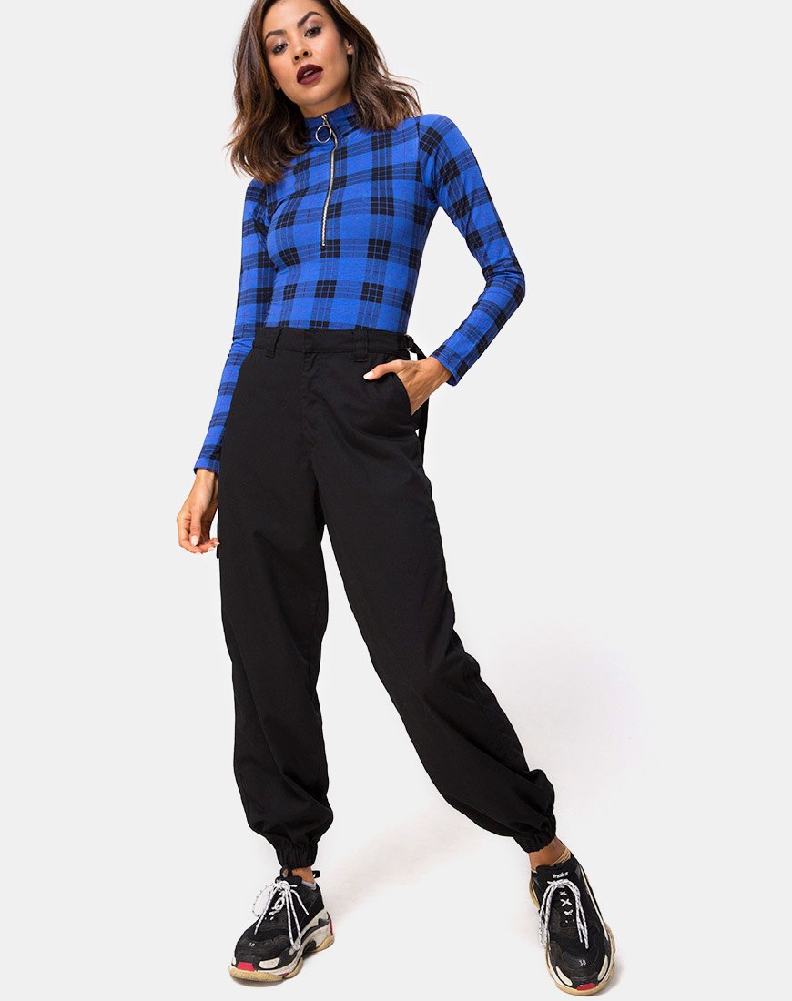 Image of Molaka Hochgeschlossenes Mieder in Tartan Blau