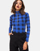 Image of Molaka Hochgeschlossenes Mieder in Tartan Blau