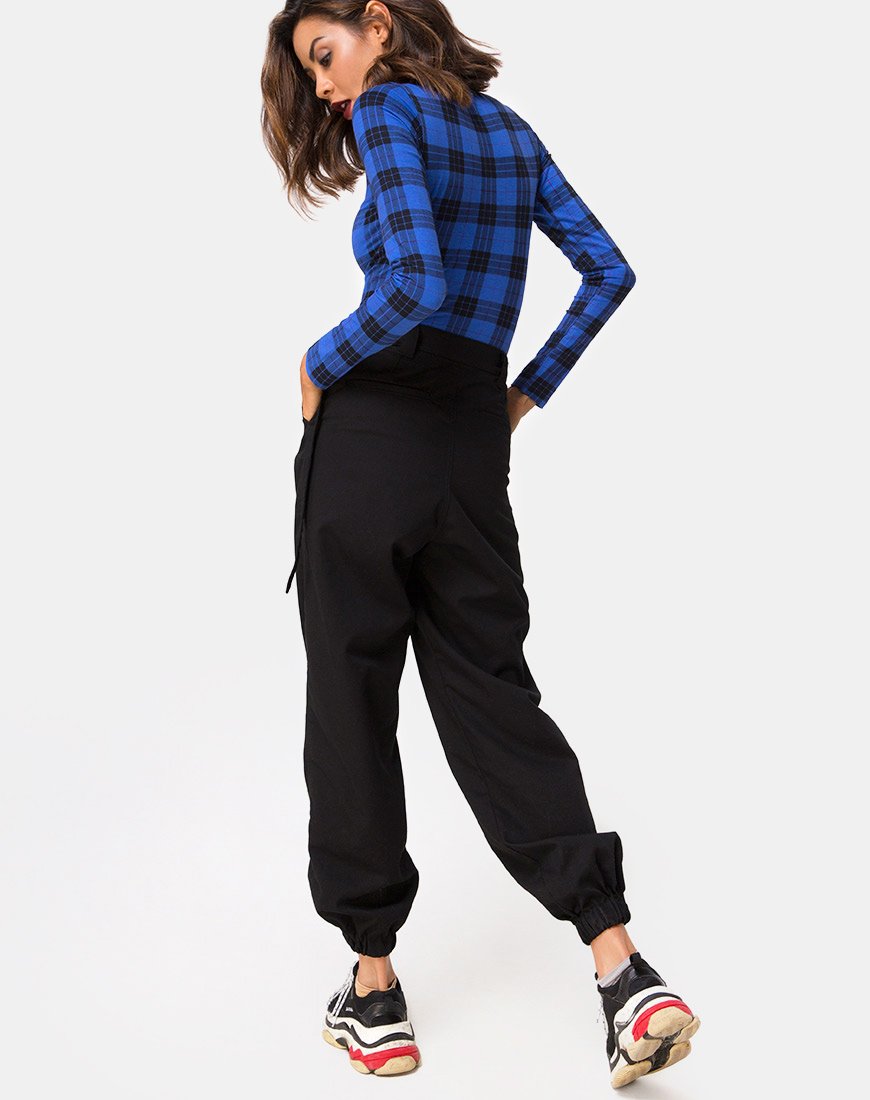 Image of Molaka Hochgeschlossenes Mieder in Tartan Blau