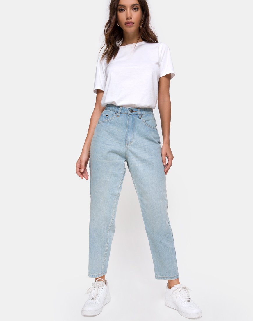 Bild von Mom Jeans in blauer Waschung