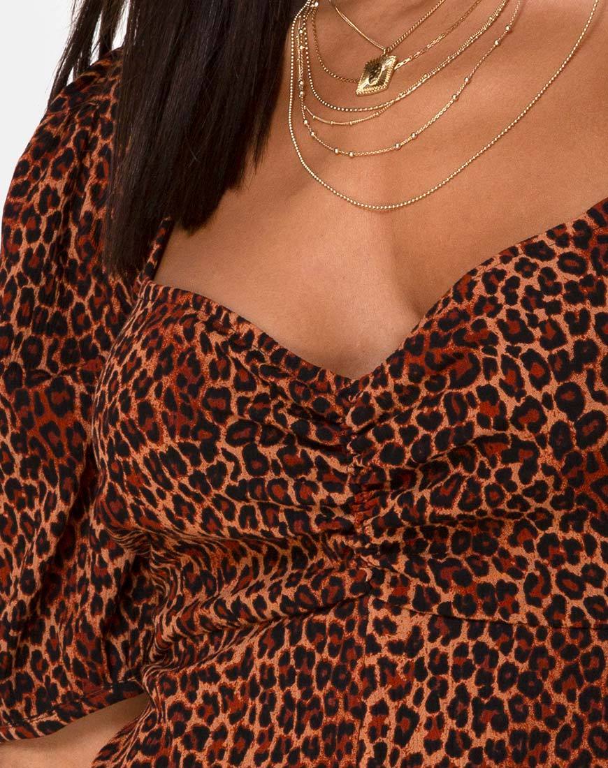 Bild von Monali Playsuit in Crinkle Ditsy Leopard Orange