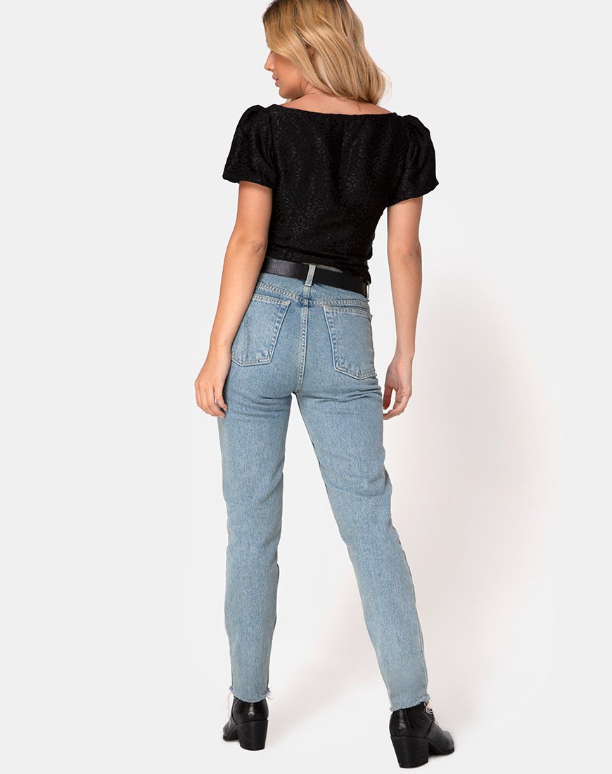 Image von Monda Top aus Satin Cheetah Black