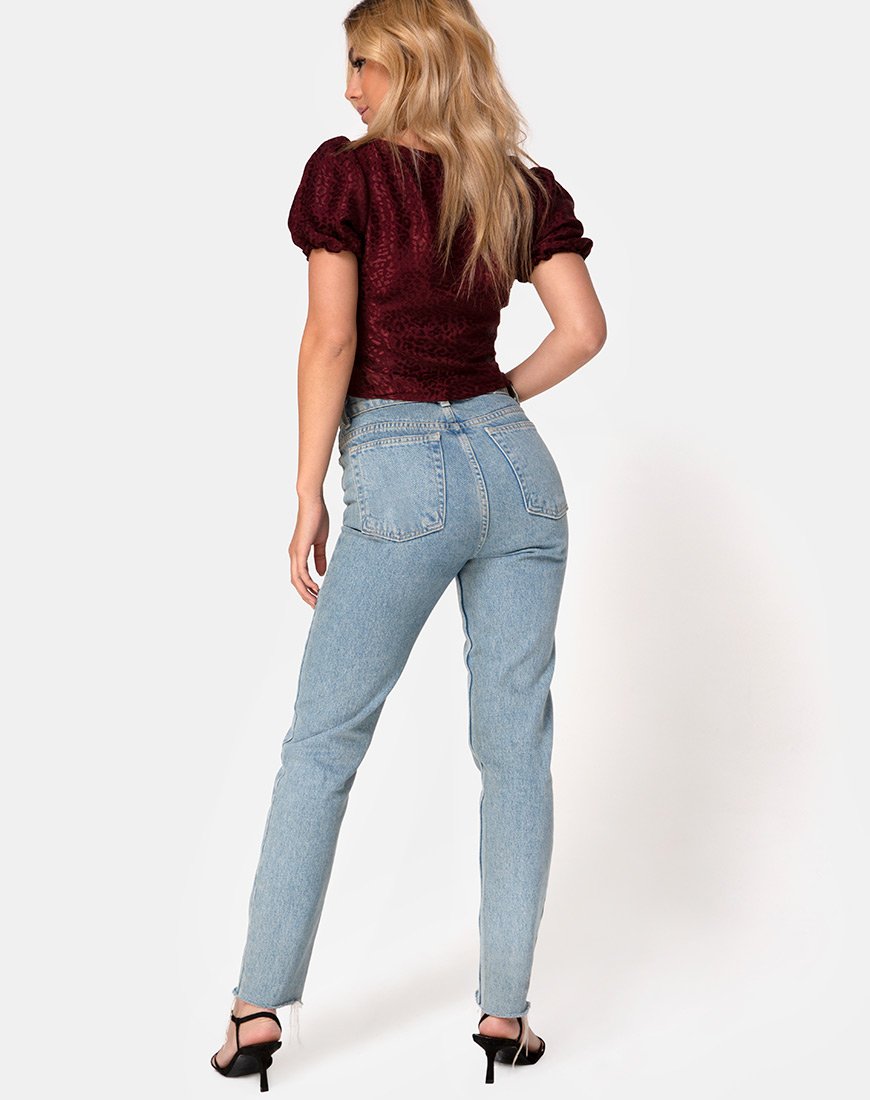 Bild von Monda Top aus Satin Cheetah Burgundy