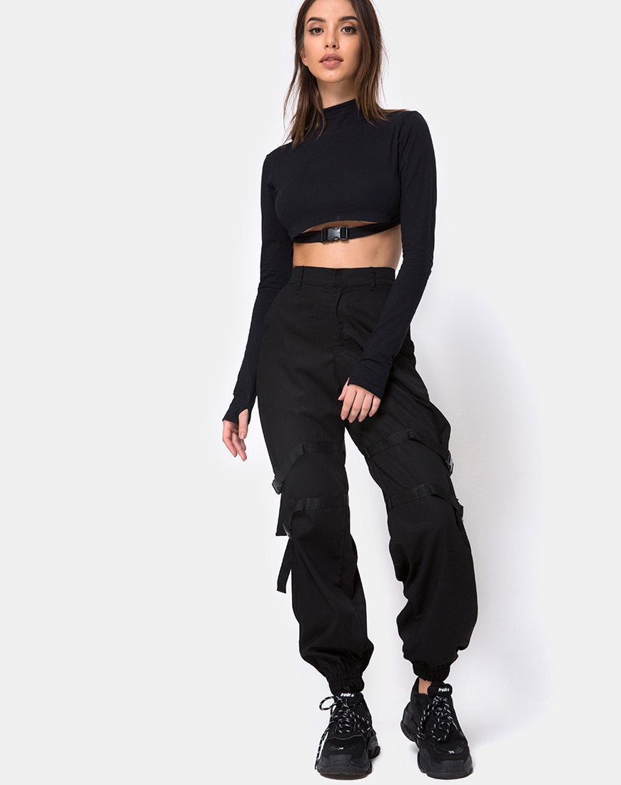 Image of Monec Crop Top in Schwarz Schnalle