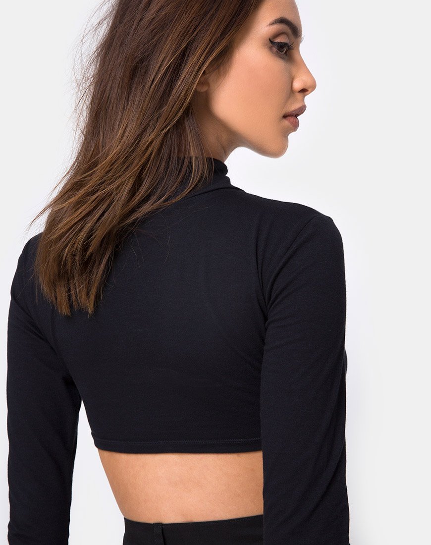 Monec Crop Top in Schwarz Schnalle