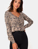 Image of Monty Langarm-Top in 90s Zebra Taupe