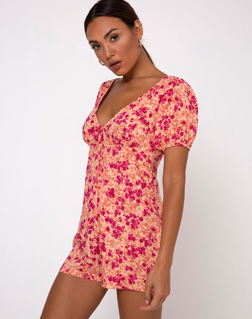 Mora Playsuit in Dunkle Wildblume Cantaloupe