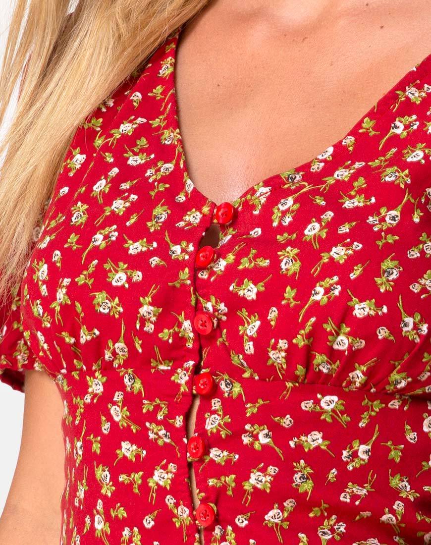 Bild von Moria Top in Falling For You Floral Rot