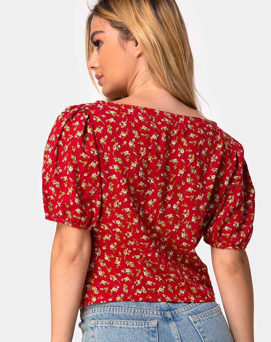 Bild von Moria Top in Falling For You Floral Rot