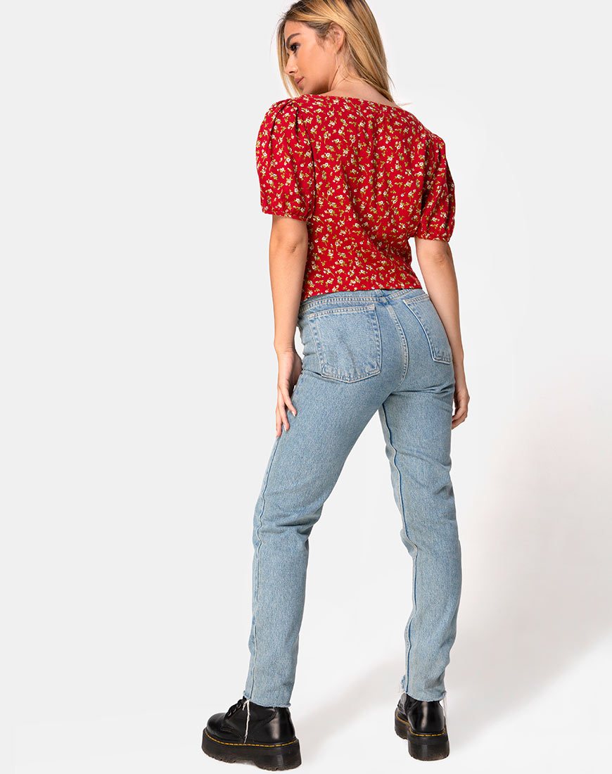 Bild von Moria Top in Falling For You Floral Rot