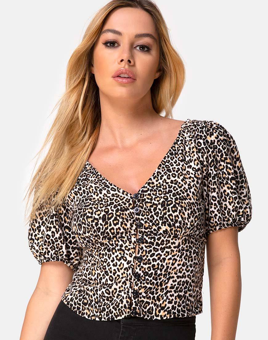 Moria Top in Rar Leopard Braun