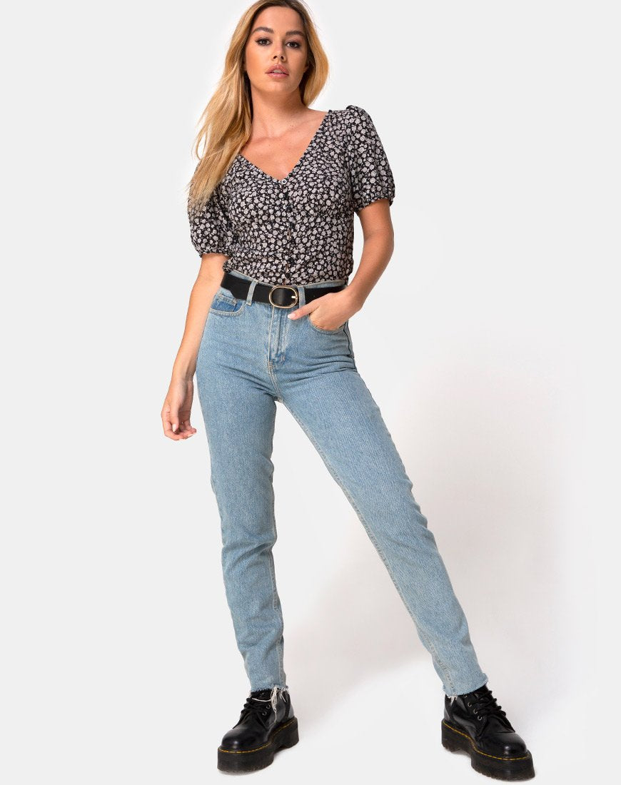 Image of Moria Top in Ditsy Rose Schwarz