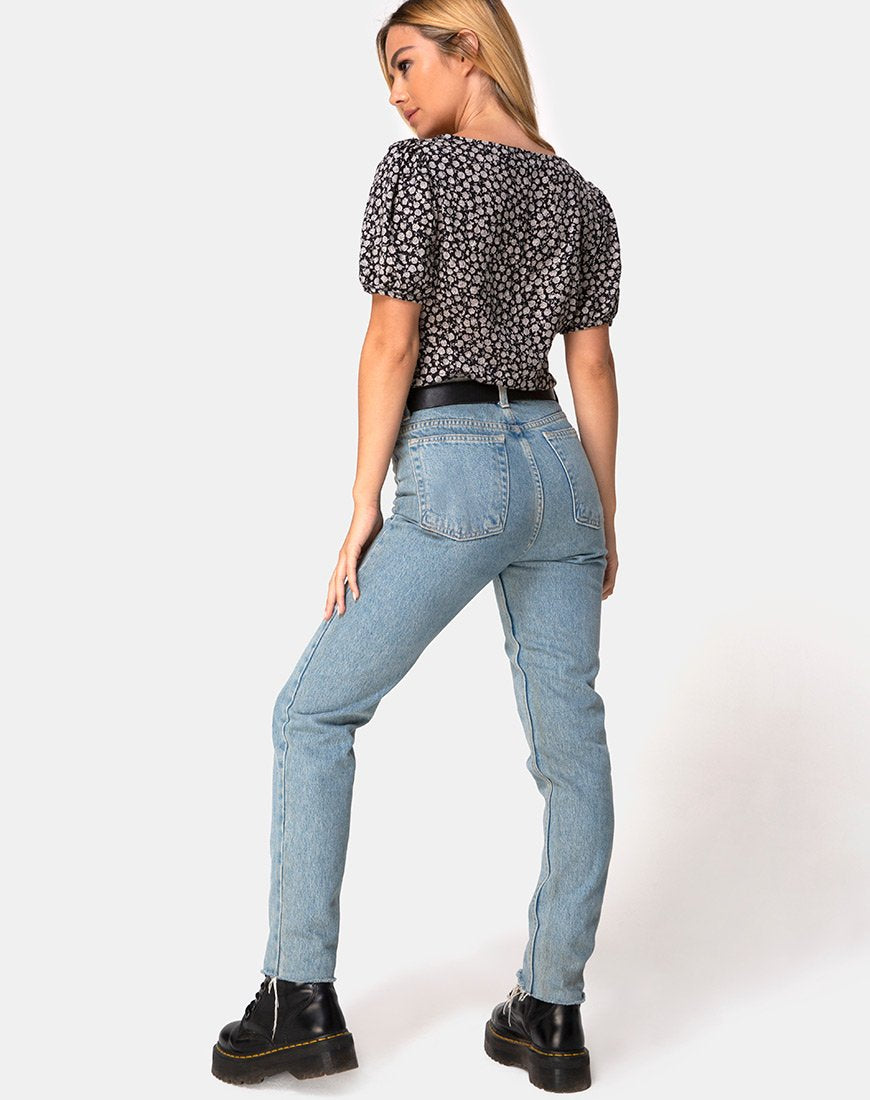 Image of Moria Top in Ditsy Rose Schwarz