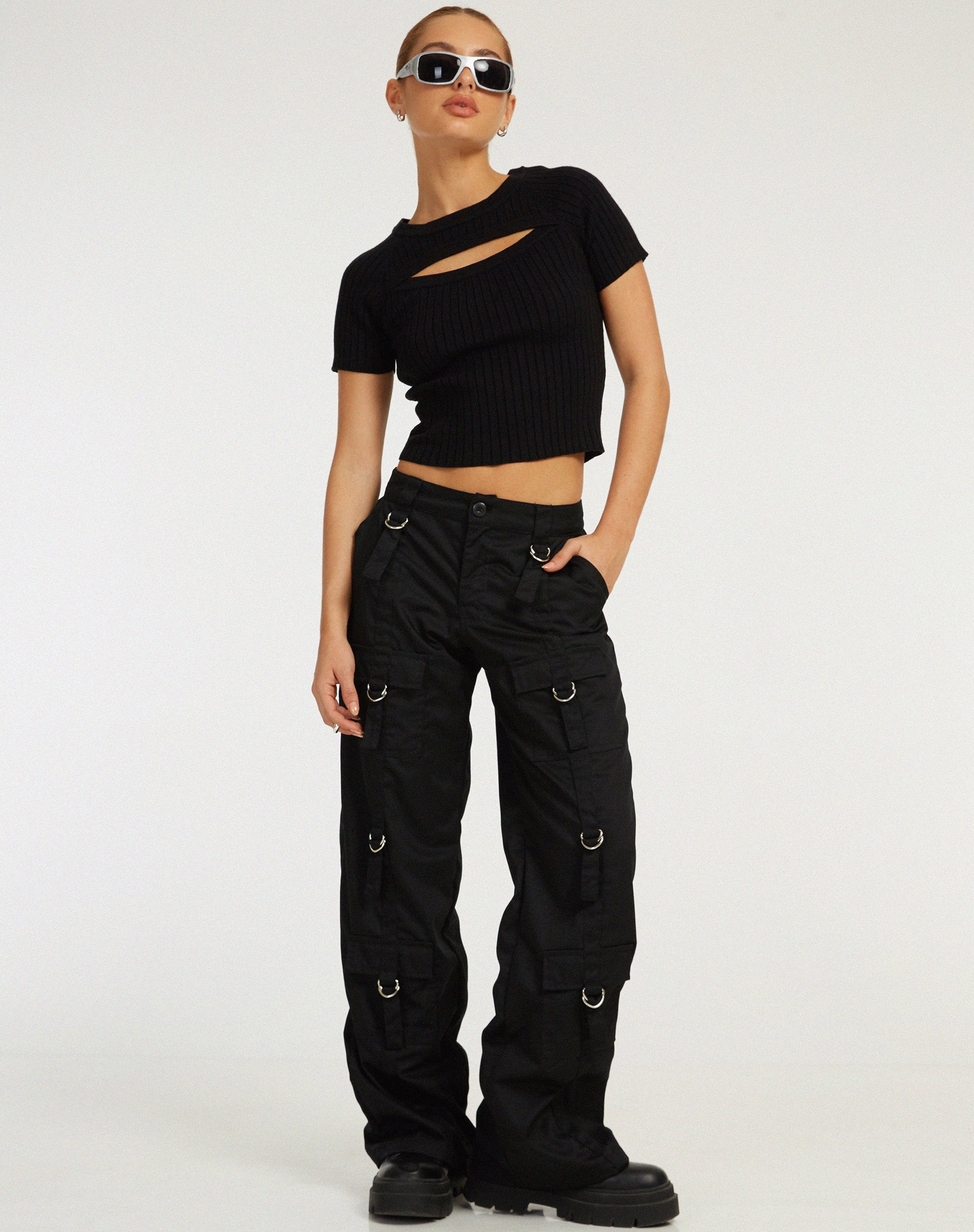 Morsche Cut Out Crop Top in Schwarz